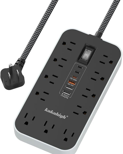 PD30W USB Extension Cord with Multiple Outlets- 5 FT USB Power Strip, 1625W AC Extension Cord with 11 AC Outlet 6 USB, Desk Charging Station for Home, Office, Dorm, Gaming Room Essentials