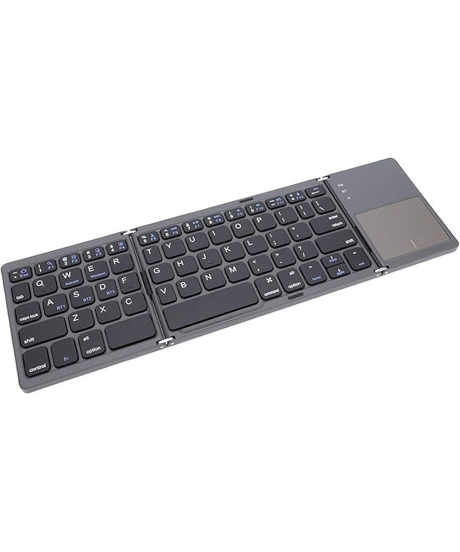 Tangxi Foldable Wireless Keyboard, Rechargeable Keyboard with Touchpad, Auto Sleep & Wake, Slim Pocket Folding Key Board for Android Wins iOS Tablet & Laptop (Grey)