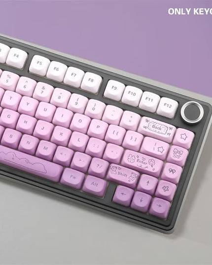 134Keys PBT Keycaps MOA Profile Key Cap for Cherry Gateron MX Switches Mechanical Keyboards Key caps (Butterfly Purple)