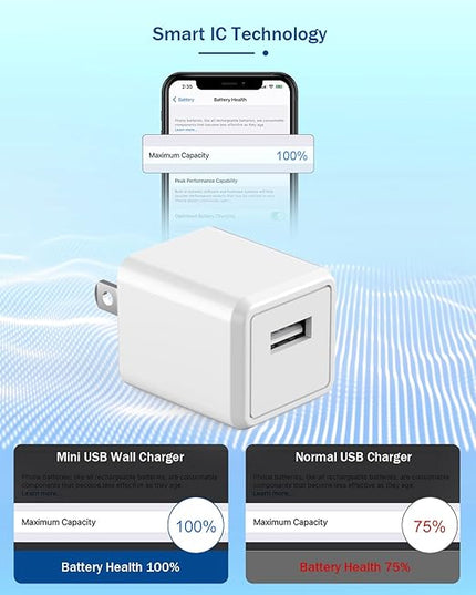 iPhone Charger Cord 6FT, [Apple MFi Certified] 2 Pack Lightning Cable Cube Phone Charging Transfer Cord Cable USB Plug Wall Charger Block Travel Adapter for iPhone 14/13/12/11/SE 2022/8/7/XS/XR/X/iPad