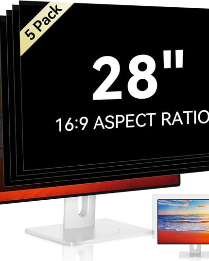 [5-Pack] 28 Inch Computer Privacy Screen for 16:9 Widescreen Monitor, Anti Glare Anti-UV Eye Protection Desktop PC LED Monitor Filter, Removable Anti-Scratch Screen Film 28in