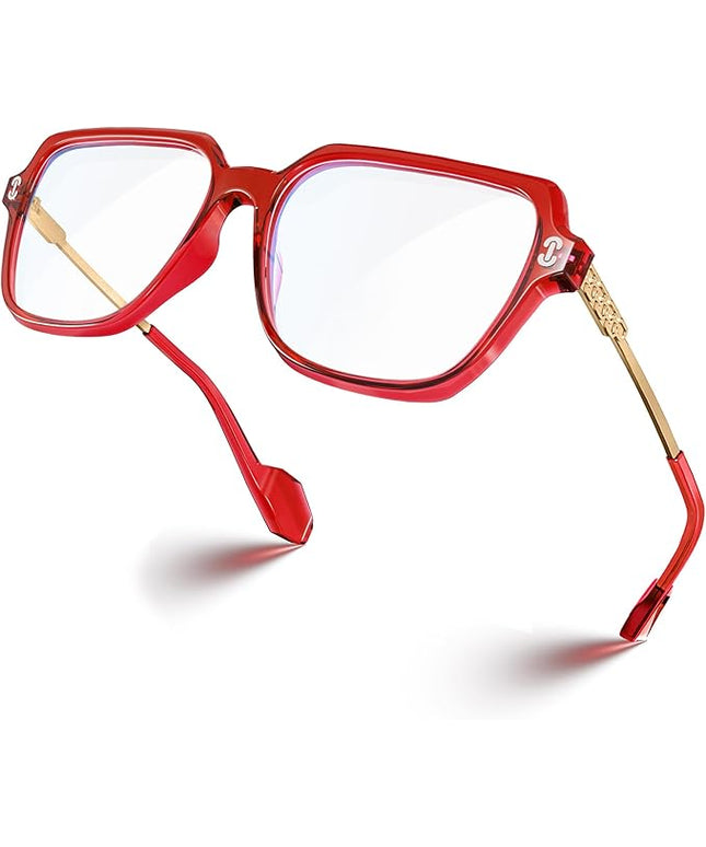 VISOONE Oversized Blue Light Blocking Glasses with Chic Square TR90 Frame and Metal Temple for Women Men REMY