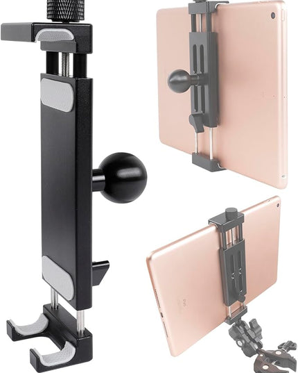 Aluminum Alloy Tablet Holder with 1" Ball Head-360 Rotatable Tablet Mount for iPad and Other Devices from 4.7"-12.9", Compatible with RAM Mounts and Other B Size Double Socket Arm