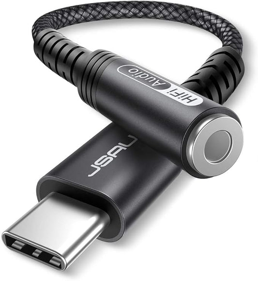 USB Type C to 3.5mm Female Headphone Jack Adapter, JSAUX USB C to Aux Audio Dongle Cable Cord Compatible with iPhone 15 Pro Max/15 Pro/15 Plus, Samsung Galaxy S23/S22/S21 Ultra, iPad Pro, Pixel -Black
