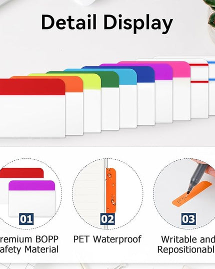 1200 Pieces Tabs 2 Inch Sticky Index Tabs, Colored Page Markers Repositionable Divider Tabs for Notebooks, Binder, File Folders, Books (60 Sets 10 Colors)