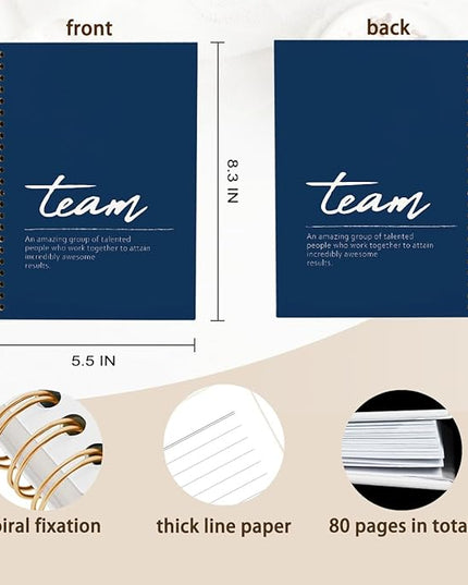 Navy Blue Meeting Notebook for Work, Employee Appreciation Gifts, Team Gifts for Employees, Thank You Gifts for Women Men Leader Boss Mentor Manager Coworkers Going Away Retirement, 5.5"x8.3"
