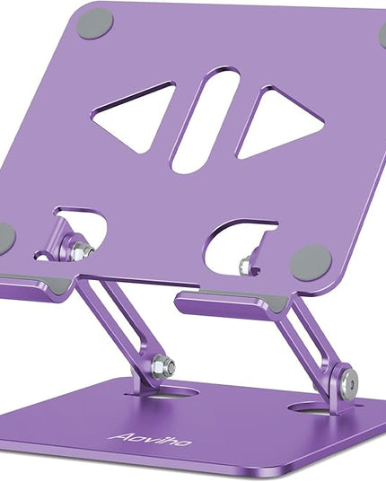 Tablet Stand Holder for Desk, Adjustable Desktop Tablet Holder, Foldable Aluminum Tablet Mount for iPad pro 12.9, iPad Air Mini, Samsung Galaxy Tabs Z Fold Kindle Fire 4-12 inch Purple