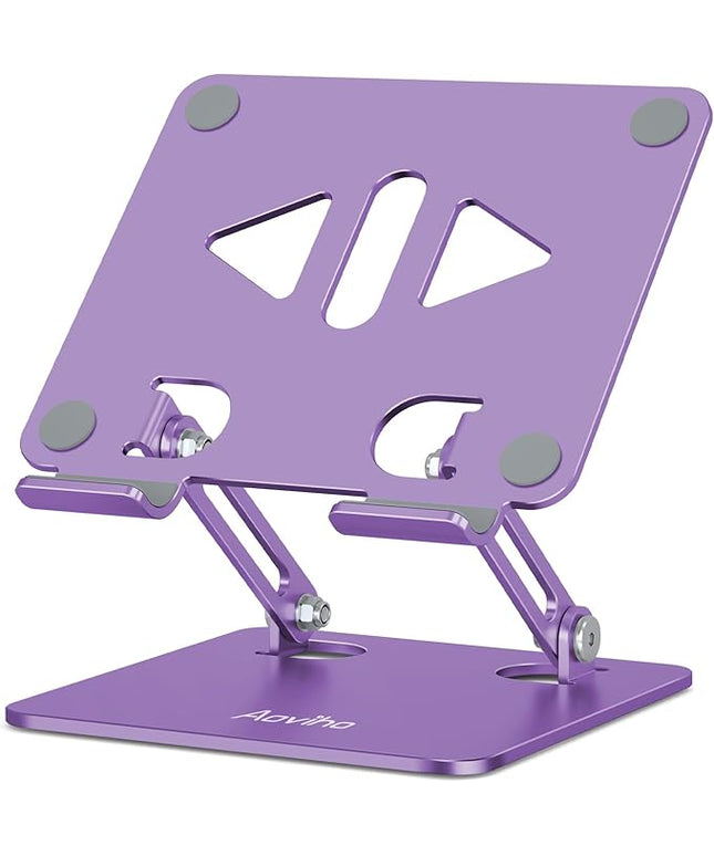 Tablet Stand Holder for Desk, Adjustable Desktop Tablet Holder, Foldable Aluminum Tablet Mount for iPad pro 12.9, iPad Air Mini, Samsung Galaxy Tabs Z Fold Kindle Fire 4-12 inch Purple