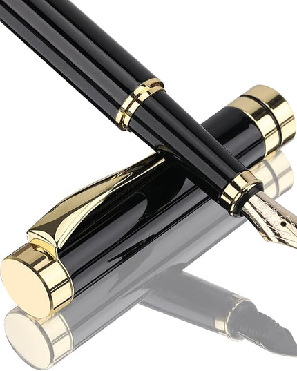 Tiankool Luxury Fountain Pen,Fine Nib, Exquisite Pen Gift Set for Men&Women-Includes 10 Ink Cartridges&Ink Converter- Nice Pens - Black