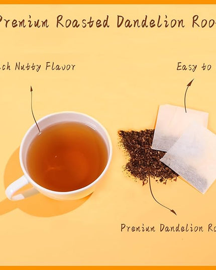 Jarteela - Roasted Dandelion Root Tea Bag, 2g x 50 Count - Dandelion Tea - Premium Herbal Dandelion Tea Bags - Non-GMO - Caffeine-free Tea