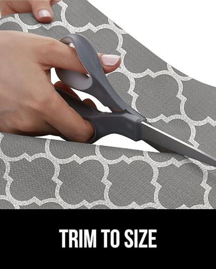 GORILLA GRIP DripGuard Shelf Liner, Non Adhesive Drawer and Kitchen Cabinet Protector, Slip Resistant BPA Free Smooth Surface Plastic Liners for Cabinets, Bathrooms, Closets, 12x120 Inch, White Gray