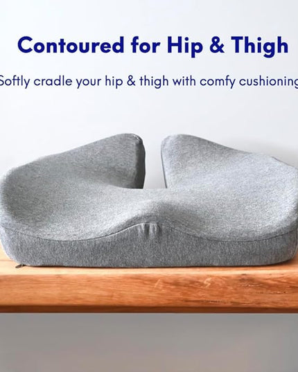 C CUSHION LAB Patented Pressure Relief Seat Cushion for Long Sitting Hours on Office/Home Chair, Car, Wheelchair - Extra-Dense Memory Foam for Hip, Tailbone, Coccyx, Sciatica - Wellness Green