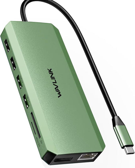 WAVLINK USB C Docking Station Triple Display Dual Monitor for Laptop Dell/Lenovo/HP/XPS, USB-C Hub Multiport Adapter Dongle Dock with 2 HDMI, DisplayPort, Ethernet Hub, 85W PD, SD Card Reader, Audio