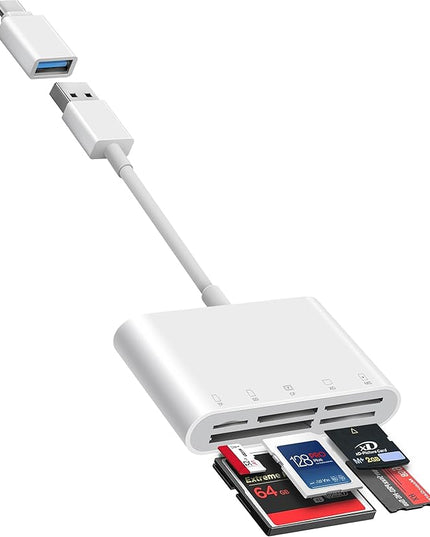 SD Card Reader, 5 in 1 USB USB-C Dual Connector to SD/TF/CF/Micro SD/XD/MS Multi Memory Card Reader OTG Adapter -Compatible with Windows/Mac/Linux/Android, Plug & Play