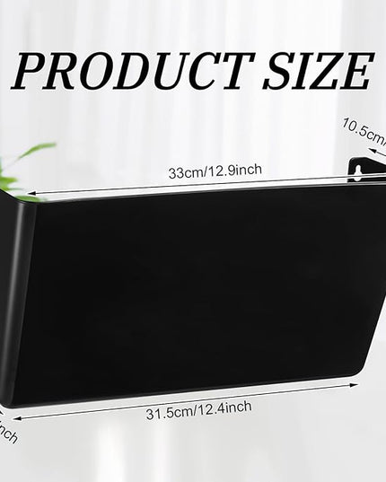 Tenceur 12 Pcs Plastic Single Pocket Wall Mount File Holder with Double Sided Adhesive Tape and Screws Wall File Hanging Folder Letter Paper Mail Organizer for Office Home Classroom(Black)