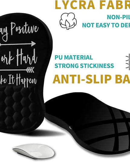 Hokafenle Ergonomic Mouse Pad Wrist Support, Wrist Rest Mousepad for Carpal Tunnel Pain Relief with Integrated Memory Foam Slope Massage Bulge (11.8x7.9 inch,Inspirational Quote