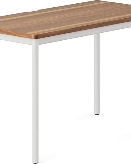 Branch Daily Desk - Functional at Home Office Desk with Effortless Assembly, Timeless Design, Rounded Corners, and Built-in Cable Notch - 36” W x 28.5” H x 24” D - Walnut White Work Table