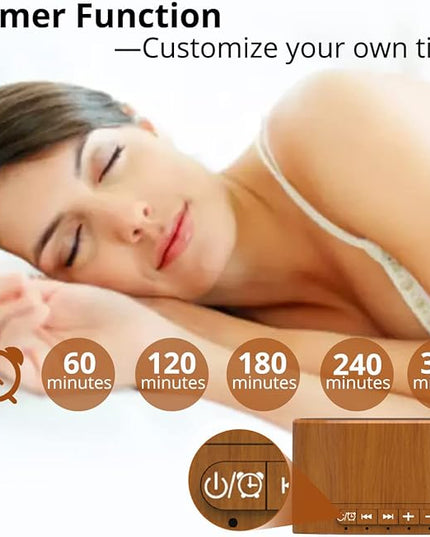 White Noise Machine plug-in Sound Machine with 20 Non Looping Natural Soothing Sounds and Memory Function Sleep Timer Sleep Machine with Sleep Therapy for Baby Kids Adults-New Wood Grain Added in 2025