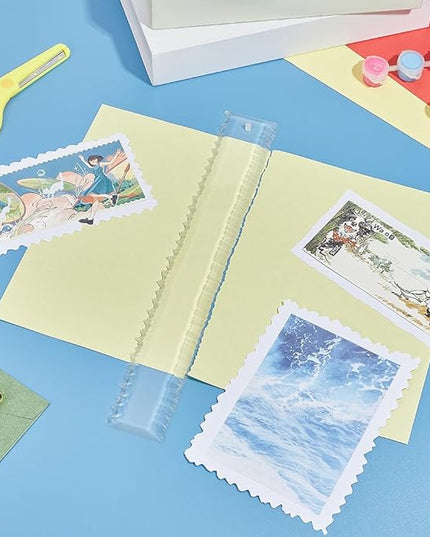 AHANDMAKER 1Pc Tearing Ruler Deckle Edge Tool Acrylic Transparent Paper Crafting Ruler for Scrapbooking Card Making Watercolor Journaling Christmas Birthday Gift Decoration 11.34in