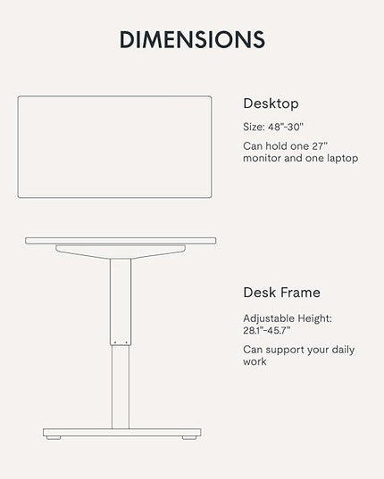 FLEXISPOT EN1 One-Piece Standing Desk with 1-Inch Thick Desktop, 48"x30" Electric Height Adjustable Desk for Home Office & Multi-Device Workstations, Rustic Brown