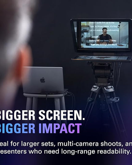 Elgato Prompter XL – Full-Sized Teleprompter with Removable Display, Video Conferencing Monitor, for DSLR Mirrorless & Studio Cameras, Single-Cable Setup – USB-C 3.2 for PC & Mac