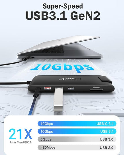 Lemorele 13-in-1 USB C Docking Station with Triple Display, 2X 4K HDMI, VGA, 100W PD, 6 USB Ports (incl. USB-C 3.2), Gigabit Ethernet, SD/TF Reader, 3.5mm Audio for MacBook/Windows