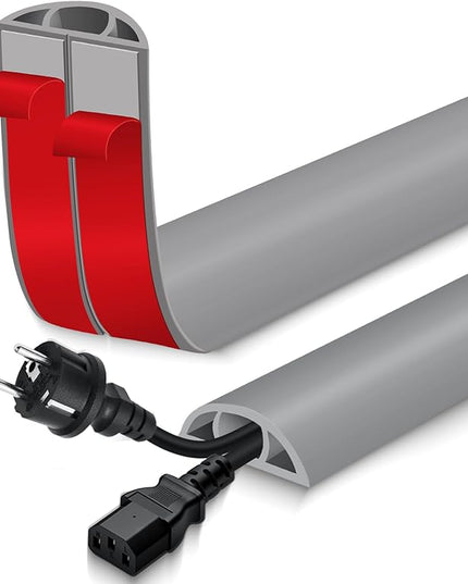 Floor Cord Cover for Wires on Floor Self Adhesive Cord Hider Floor Cable Management Wire Covers for Cords Protector Prevent Cable Trips Cord Cavity W 0.47" x H 0.27", Gray, 20Ft