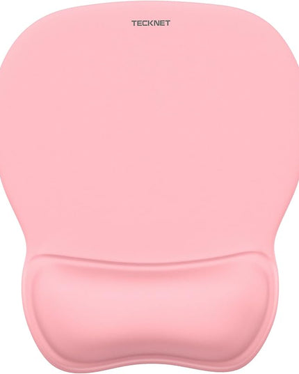 TECKNET Gel Mouse Pad with Wrist Rest, Ergonomic Office Mousepad with Wrist Support - Non-Slip & Smooth Surface Comfortable Desk Accessories Mat for Office, Gaming and Study - Pink