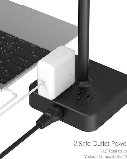 KAFRI Dual Headphone Stand with USB Charger Desk Gaming Double Headset Holder Hanger Rack with 2 USB Charging Port and 2 Outlet - Suitable for Gamer Desktop Table Game Earphone Accessories Gift