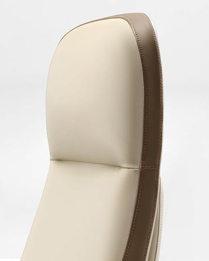 EUREKA ERGONOMIC Alto Leather Desk Chair, Silicone Leather Office Chair with Wheels, High Back Office Chair, Executive Office Chair Comfy for Home & Office, Off-White