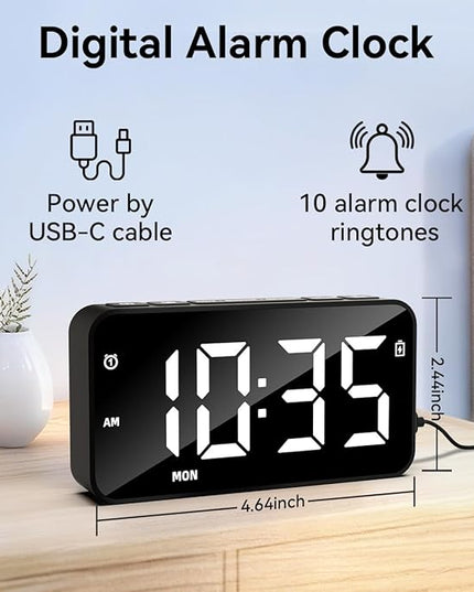 Small Digital Alarm Clocks with Rechargeable Backup Battery for Bedrooms Living Room Study Loud Bedside Desk Clock with Memory Function Dual Alarm & 3 Modes Weekends Weekdays Every Day for Kids Adults