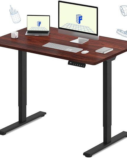 FLEXISPOT E3 Dual Motor Electric Standing Desk 48 x 24 Sit Stand Up Desk, Holds 220 lbs, Adjustable Height w/Memory Presets, One-Piece Mahogany Desktop & Black Frame, Ships in 2 Boxes