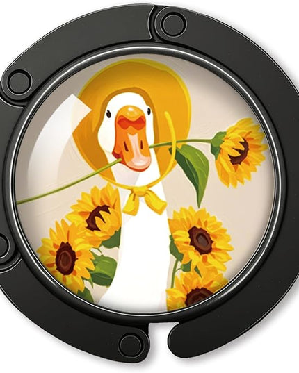 YAZMEEN Silly Goose Foldable Purse Hook for Table, Sunflower Goose, Women's Handbag Hanger Holder, Portable Purse Table Hanger, Funny Desk Hook Gifts for Women Mom Wife Sister Friend Sunflower Lover