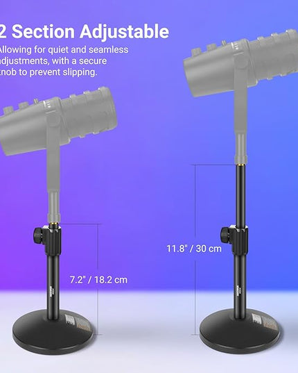NEEWER Desk Microphone Stand, Adjustable Table Top Mic Holder Mount with 3/8" to 5/8" Screw Adapter Compatible with QuadCast SoloCast Shure Blue Yeti Snowball, Max Load 3.3 lbs, MS014