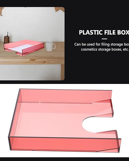 Stackable A4 Document Storage Box with Lid, Plastic File Organizing Case for Office Desktop Filing and Paper Holder