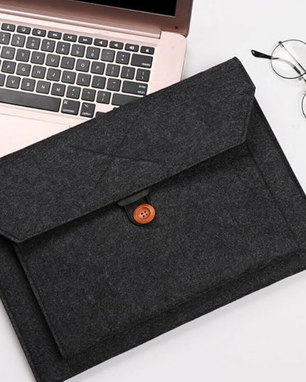 Mikikit 14-Inch Laptop Sleeve Felt Computer Pouch Business Carrying Bag with Tablet Storage Organizer for Travel and Work, Black