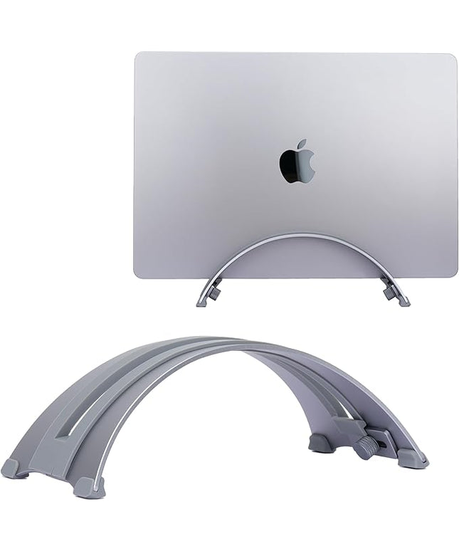 Adjustable Vertical Laptop Stand - 6061 Aluminum, CNC Precision, Anodized Finish, Fits All Laptops Including 17-inch, Ventilated Design, Anti-Slip Silicone Pads, ARC Shaped Stands
