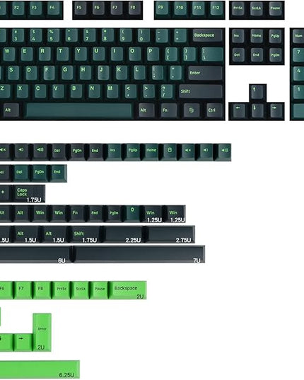 GTSP 166 Double Shot PBT Keycaps Keys Cherry Profile Night Runner for Cherry MX Switch Keyboards Mechanical(Sound Wave)