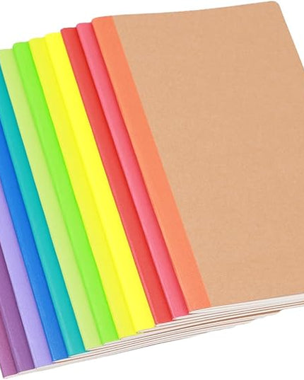 12 Pack A5 Notebooks Bulk, Kraft Cover Lined Blank College Ruled Travel Journals with 12 Colors Rainbow Spines For Women Students, 60 Pages, 8.3”x 5.5”, for Home, Office or School Supplies