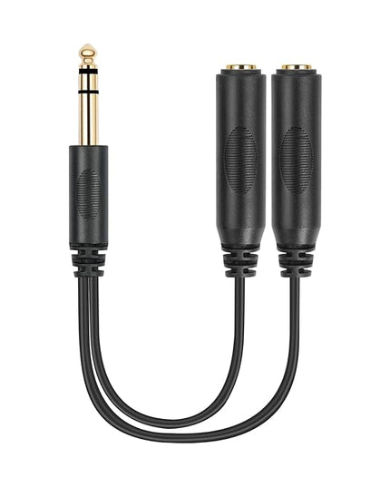 SiYear 6.35mm 1/4 inch Male Plug Stereo to 2 Dual 1/4 "TRS Female Jack Connector Audio Speaker Cable, Y Splitter Adapter Cable (20CM / 8Inch)