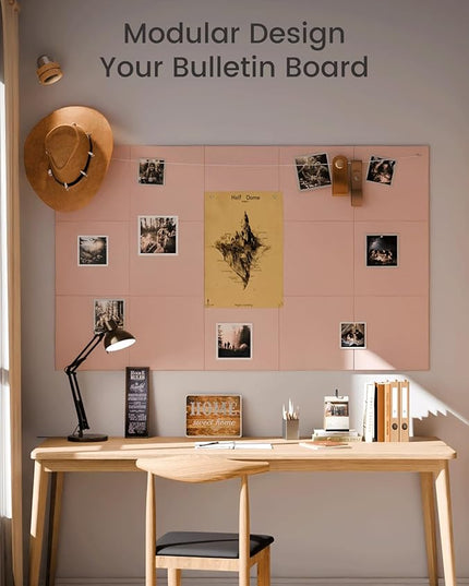 Fluxynara Large Felt Bulletin Board 48" x 36" Cork Board Alternative-12 Pack with 70 Safe Removable Adhesive Tabs, Cork Boards for Walls Cork Board for Home Office Classroom Pin Board - Coral