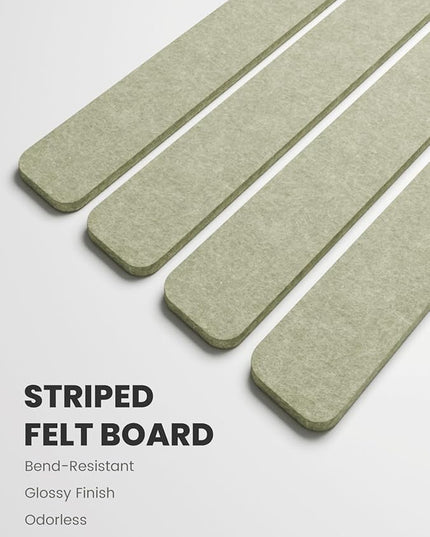 Fluxynara Cork Board Alternative Felt Strip Board 8-Pack 13"x2", Office Pin Board with 50 Push Pins, Adhesive Install for Bedroom Door & Home Office(Sage)