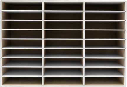 Literature Organizer 27 Slots Compartments Desktop File Sorter Mail Center Paper Storage Cabinet Home & Office Mailbox School Classroom Keepers (Grey)