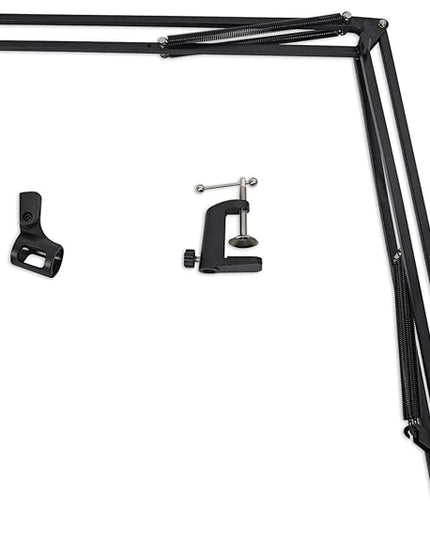 Rockville DMS40 40-Inch Studio Microphone Boom Arm Stand, Aluminum Desk Clamp, 360 degree Rotation, Steel Frame, ABS Mic Clip, for Podcasting and Streaming