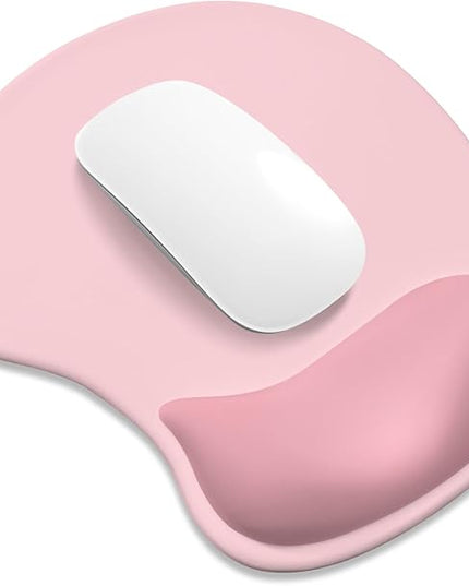 ITNRSIIET Ergonomic Mouse Pad, Cushioned Gel Wrist Rest, Non-Slip Base, Smooth Surface, Cute Multi-Color, 9.5 x 8.2 in, Pink Accent