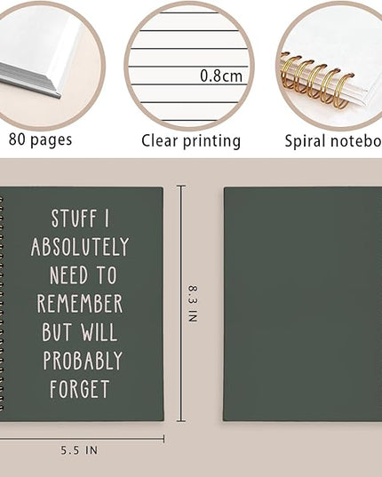LIANGW Funny Dark Green Notebooks for Work, Funny Work Gifts for Coworkers & Boss, Coworker Office Gifts for Men Women, Fun Spiral Notebooks Journals for Writing, Funny Office Supplies 5.5x8.3 Inch