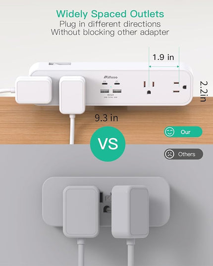 PD40W Desk Clamp Power Strip, Desktop Mount Surge Protector, Fast Charging Station, 5Ft Extension Cord Desk Edge Mount Shelf with 4 Outlets 4 USB Ports (2 USB C), Home Office Accessories Essentials