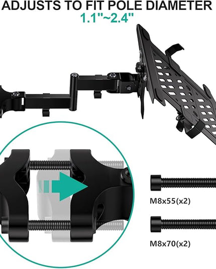 WALI Laptop Pole Mount, Adjustable Laptop Arm Holder Fits 10"-15.6" Laptops, 2-in-1 Full Motion Monitor Mount with Removable Tray, VESA 75x75 or 100x100 mm, Holds up to 15.4lbs(011ARMLPN), Black