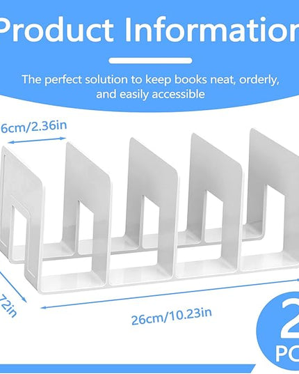Huakaile 2 Pieces Cream-colored File Organizer for Desk with 4 Compartments, Purse Organizer for Closet Vertical Paper Notebook Magazines Storage, Shelf Dividers Holder in Home and Office
