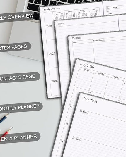 2026-2027 Planner - Weekly & Monthly Planner Runs from January 2026 to June 2027, 5.8" x 8.25", 18 Month Planners, 14 Notes Pages, Inner Pocket, PU Leather Hard Cover, Brown Monthly Planners 2026-2027